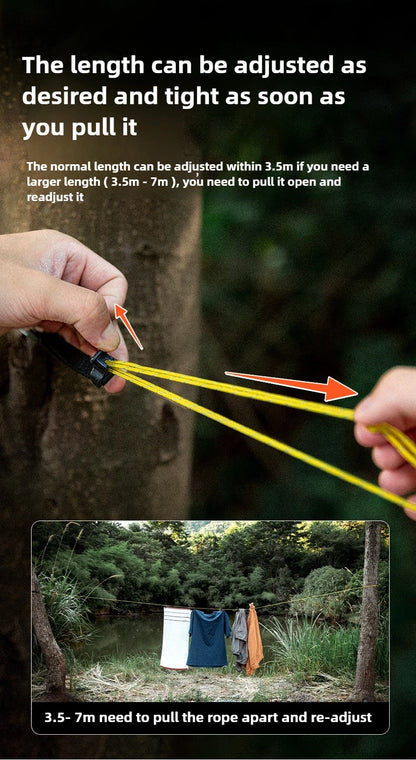 Outdoor Clothesline Portable Storage Lanyard Adjustable Windproof Camping Clothesline Drying Line Camping Accessories For Hiking