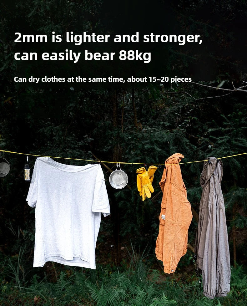 Outdoor Clothesline Portable Storage Lanyard Adjustable Windproof Camping Clothesline Drying Line Camping Accessories For Hiking
