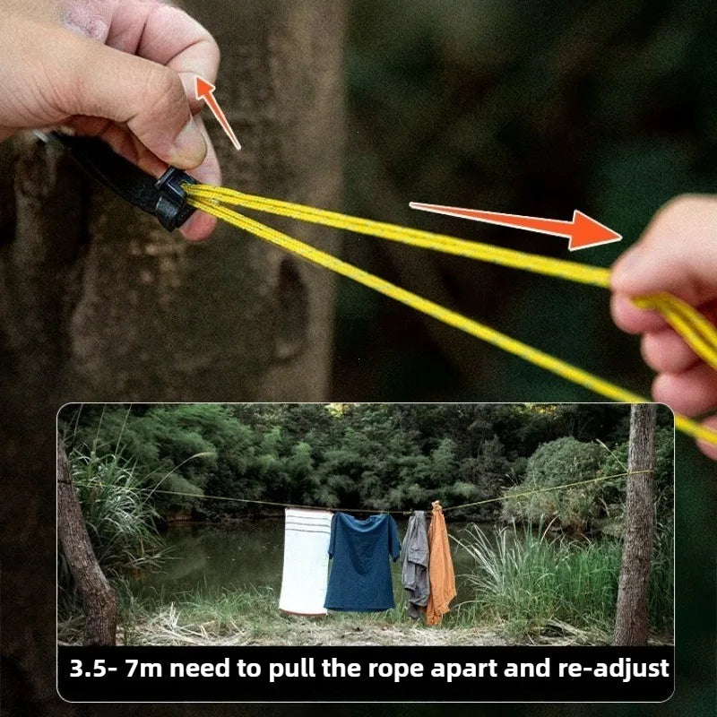 Outdoor Clothesline Portable Storage Lanyard Adjustable Windproof Camping Clothesline Drying Line Camping Accessories For Hiking
