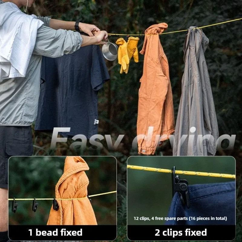 Outdoor Clothesline Portable Storage Lanyard Adjustable Windproof Camping Clothesline Drying Line Camping Accessories For Hiking