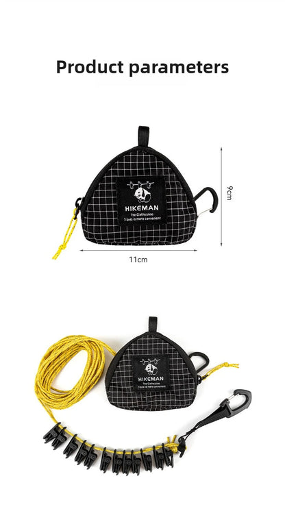 Outdoor Clothesline Portable Storage Lanyard Adjustable Windproof Camping Clothesline Drying Line Camping Accessories For Hiking