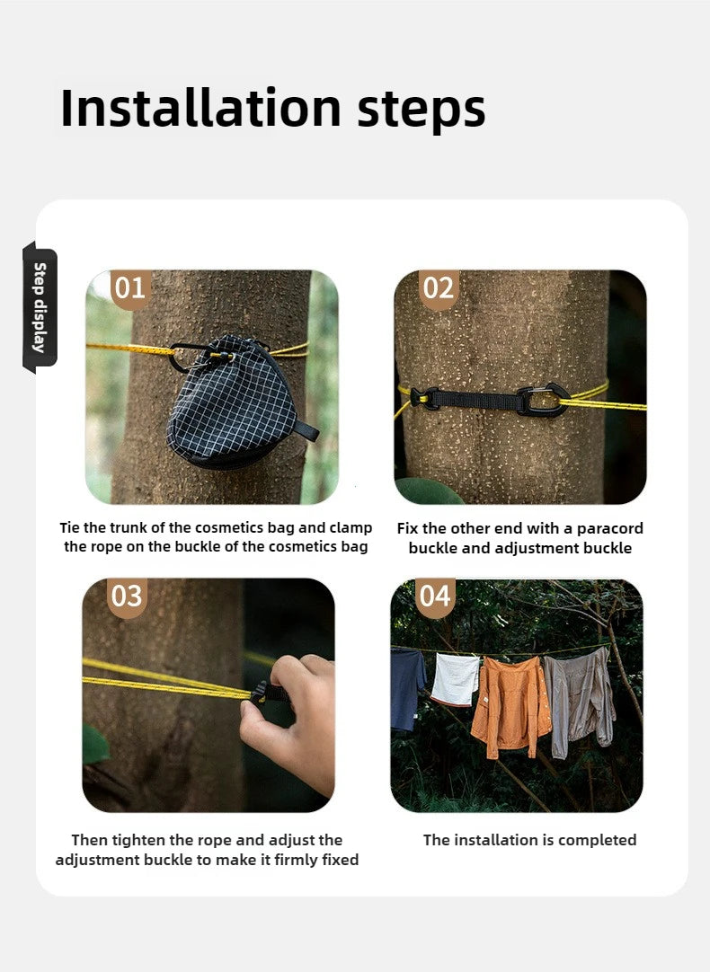 Outdoor Clothesline Portable Storage Lanyard Adjustable Windproof Camping Clothesline Drying Line Camping Accessories For Hiking