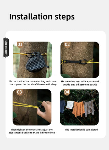 Outdoor Clothesline Portable Storage Lanyard Adjustable Windproof Camping Clothesline Drying Line Camping Accessories For Hiking